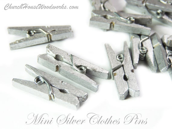 Mini Clothespins, Wood Clothespins, Silver, Tiny Clothespins, Clothes Pegs, Small  Clothespin, 1 Clothespin, Crafts Supplies Diy 