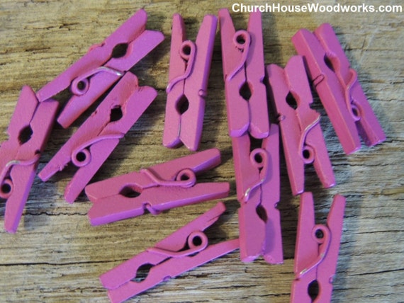 Mini Clothespins, Wood Clothespins, FUCHSIA, Tiny Clothespins, Clothes Pegs,  Small Clothespin, 1 Clothespin, Crafts Supplies Diy 