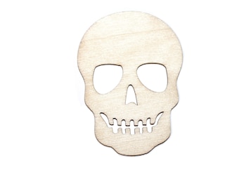 25 pcs 2-1/2" Halloween Skull Wood Cutouts – Unfinished Birch Veneer Blanks – DIY Craft Supply for Fall, Halloween, Scrapbooking