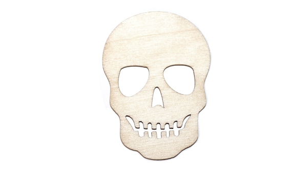 25 pcs 2-1/2" Halloween Skull Wood Cutouts – Unfinished Birch Veneer Blanks – DIY Craft Supply for Fall, Halloween, Scrapbooking