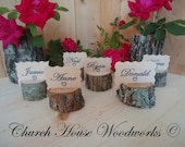 25 rustic place card holders, tree card holders, place holders, rustic wedding decor, wood place card holder, tree stump