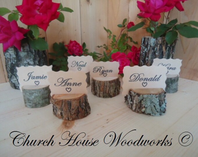 12 Rustic Place Card Holders, Tree Card Holders, Place Holders, Rustic Wedding Decor, Wood Place