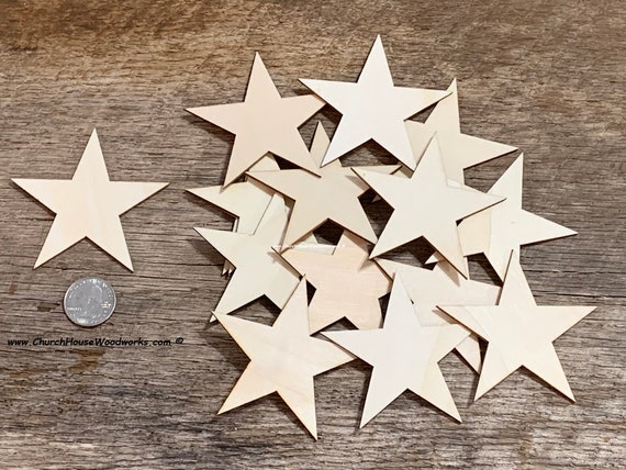 Blank Wood Pieces Wooden Cutouts Ornaments for Craft Project and Decoration 1 Inch 300 Pieces Wooden Star Shape Unfinished Wood Pieces
