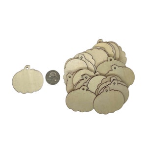 25 pcs 2&quot; Wood Pumpkin Tags with Hole – Unfinished Birch Blanks – DIY Craft Supply for Fall Projects, Earrings, Pendants