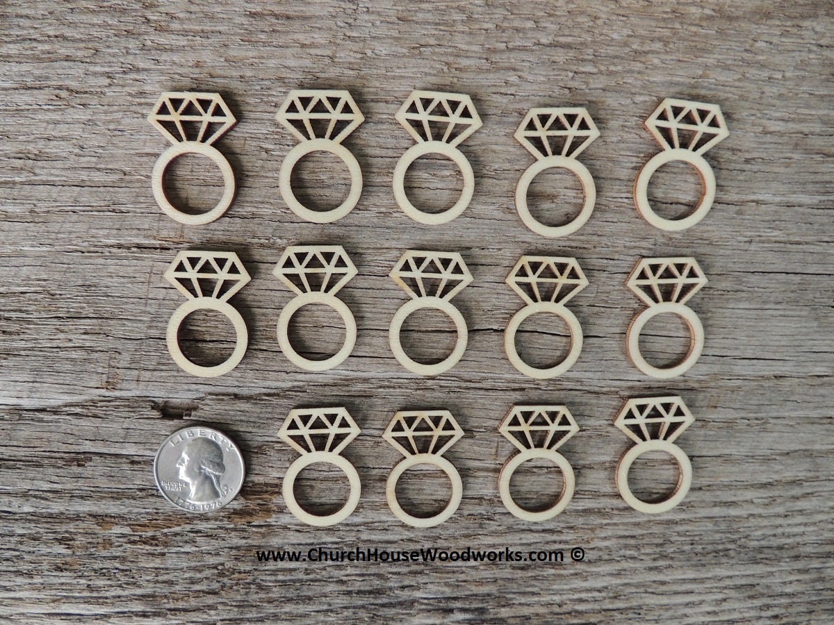 50 Wooden Diamond Ring Table Decorations Little Wooden Etsy