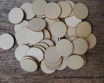 50 pcs 1" Circle Wood Cutouts – Unfinished Birch Veneer Blanks – DIY Craft Supply for Painting, Tags, Coins, Projects