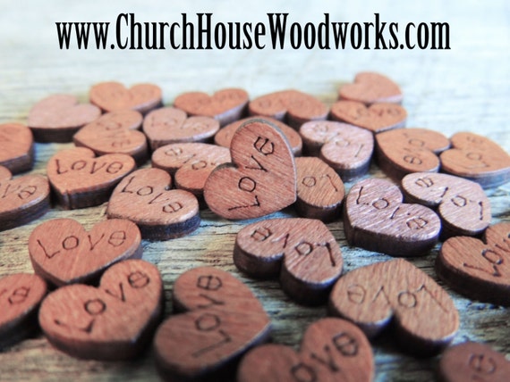 100 Love 1 Wood Hearts, Wood Confetti Engraved Love Hearts- Rustic Wedding  Decor- Table Decorations- Small Wooden Hearts