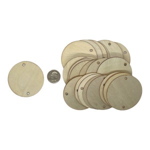豪華で新しい 25 Qty Craft DIY Circles, Craft TAG HOLE 2 Wooden Inch 2.5 工芸品