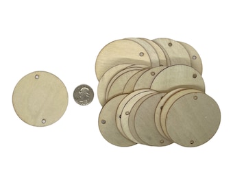 25 Wood Tag Circles with 2 Holes – 2.5" Unfinished Birch Blanks – DIY Craft Supply for Tags, Signs, Gifts, Projects