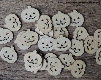 50 pcs 1" Wood Jack-o'-Lantern Cutouts – Unfinished Birch Blanks – DIY Halloween Craft Supply for Fall Projects, Scrapbooking, Painting
