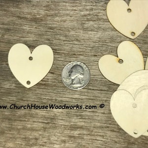 100 Blank 1-1/2" Wood Hearts with 2 HOLES, Wood Confetti Engraved Love Hearts - Rustic Wedding Decor - Wooden Hearts Family Calendar - Tags