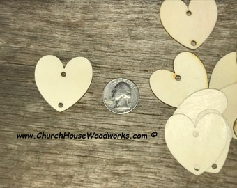 100 pcs 1.5" Wood Hearts with 2 Holes – Unfinished Birch Blanks – DIY Craft Supply for Calendars, Tags, Wedding Projects 1-1/2 inch