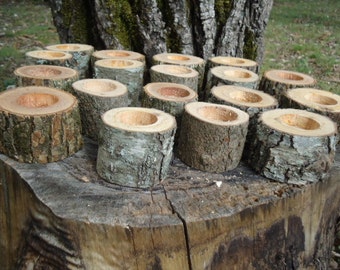 20 Rustic 2" wood candle holders sticks for votive candles, weddings, cabins, decoration, decor, natural tree branch,