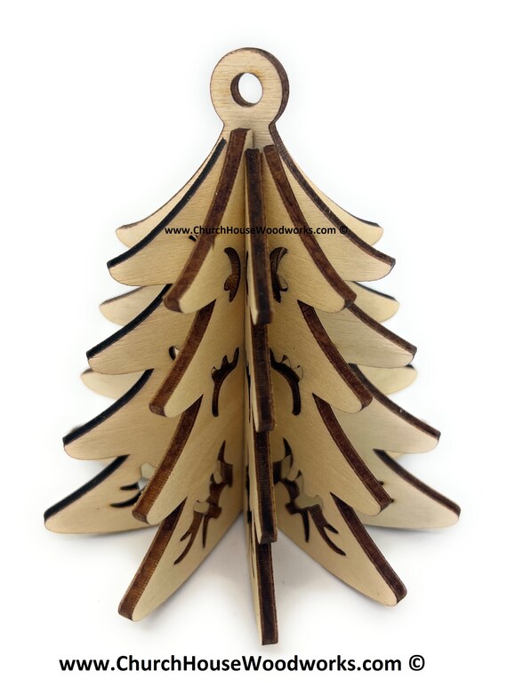 3D Ornament Tree 3 Pieces Laser Cut Out Unfinished ORN62 3D Ornament Tree 3 Pieces Laser Cut Out Unfinished ORN62