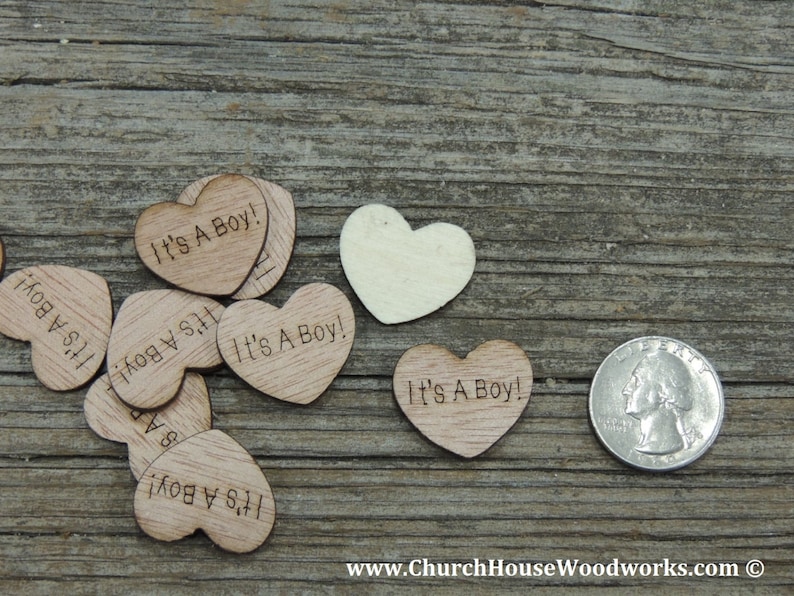 It's A Boy Wood Hearts for Baby Shower Decorations