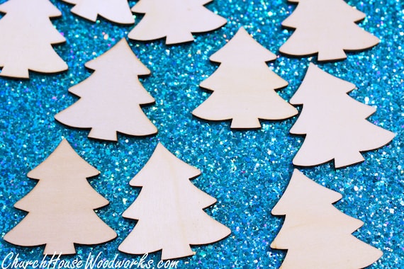 Wood Christmas Tree Ornaments Miniatures Christmas Village Set Etsy