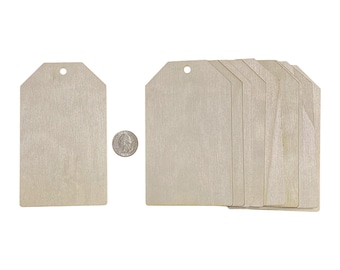 10 pcs 5" x 3" Gift Tag Wood Cutouts – Unfinished Birch Blanks – DIY Craft Supply for Gifting, Scrapbooking, Painting