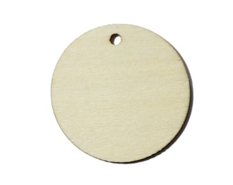 25 - 3 inch wooden craft circles TAG with one hole, DIY craft supplies three inch wood circles, 3" ornaments tags