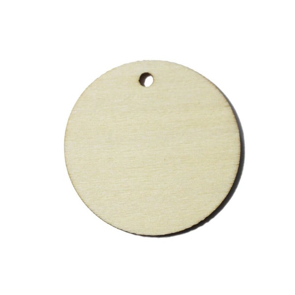 25 - 3 inch wooden craft circles TAG with one hole, DIY craft supplies three inch wood circles, 3" ornaments tags