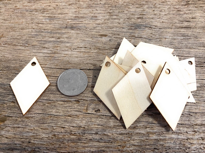 2 inch wood diamond shape earring blanks tags ear ring crafts
