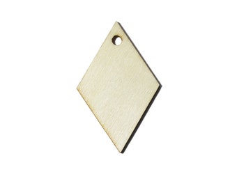 25 qty 2 inch DIAMOND wooden TAG, DIY craft supplies two inch, with hole
