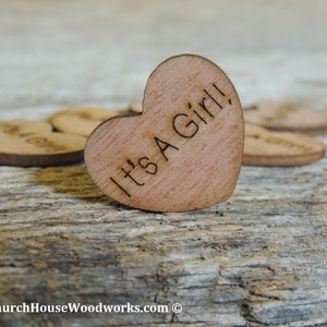 100 qty 1/" It/'s A Boy Wood Hearts Table Confetti Wooden Wedding Decor