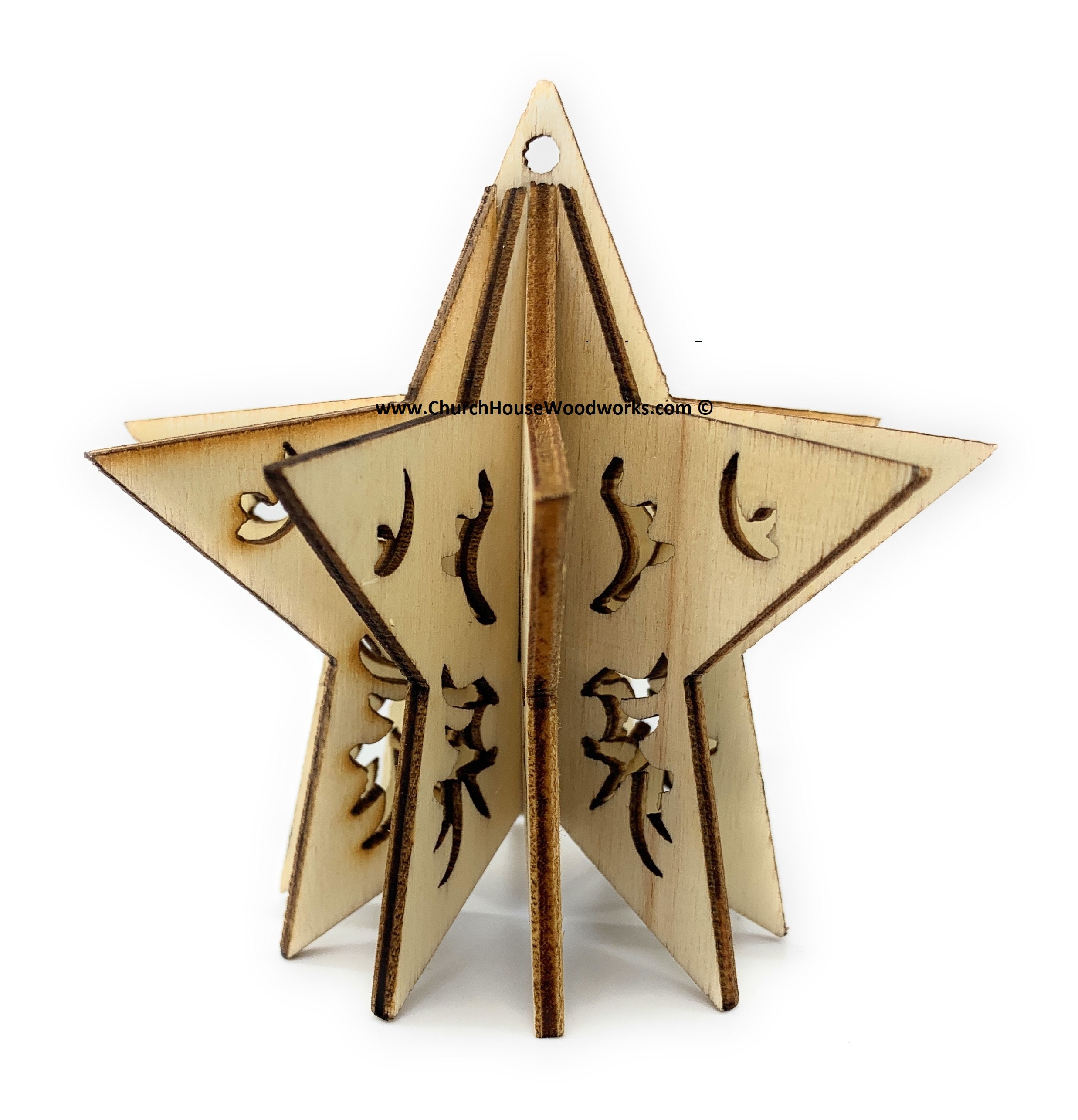 3D Ornament Star 3 Pieces Laser Cut Out Unfinished ORN32 3D Ornament Star 3 Pieces Laser Cut Out Unfinished ORN32