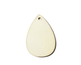 25 qty 1.5 inch Tear, Teardrop wooden craft circles, DIY craft supplies 1-1/2" inch tags, Earring blanks, Tear drop