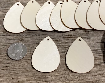 25 Birch Wood Teardrop Cutouts – 2" DIY Craft Blanks