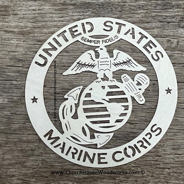 US Marines Military Wood Laser Cut Eagle Logo Insignia Emblem Sign Wooden Craft Supplies Unfinished Armed Forces Hobbyist License # 22118