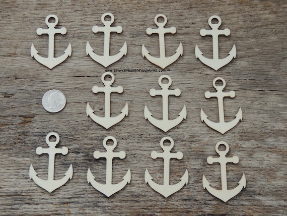 25 pcs 2.25" Wood Anchor Buttons – Unfinished Birch Nautical Cutouts – DIY Craft Supply, Tags, Scrapbooking, Projects