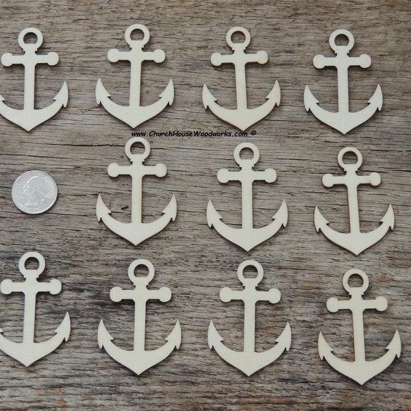 25 Captains Ship Anchor 2 inch Wood Buttons pack of 25 - Use for sewing, crafts, scrap booking, embellishments, Nautical Ship Pendant DIY