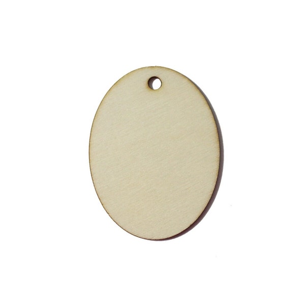 25 qty 2 inch OVAL wooden TAG craft circles, DIY craft supplies two inch wood earring blanks with hole, pendant blank