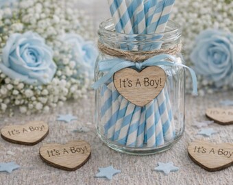 It's A Boy Wood Hearts - 100 Unfinished Veneer Cutouts, Baby Shower DIY