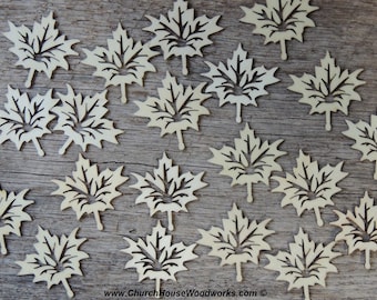 25 Maple Leaf Wood Cutouts – Unfinished Birch Veneer, DIY Craft Supply