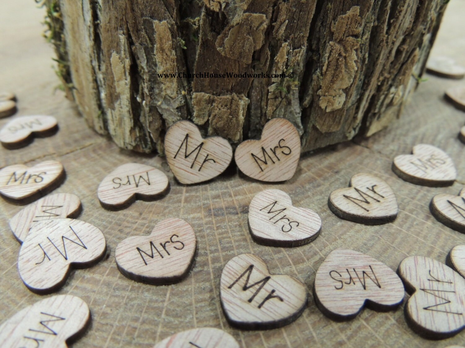 500 Wood Heart Table Confetti Combo Pack Wooden Hearts Mr Mrs Bride Groom Love 