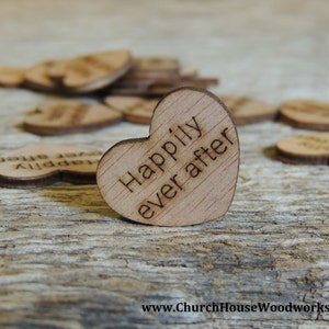 Wood Confetti Engraved Love Hearts Rustic Wedding Decor Wooden Heart Confetti ~ Hope ~ Wood Hearts 100 count