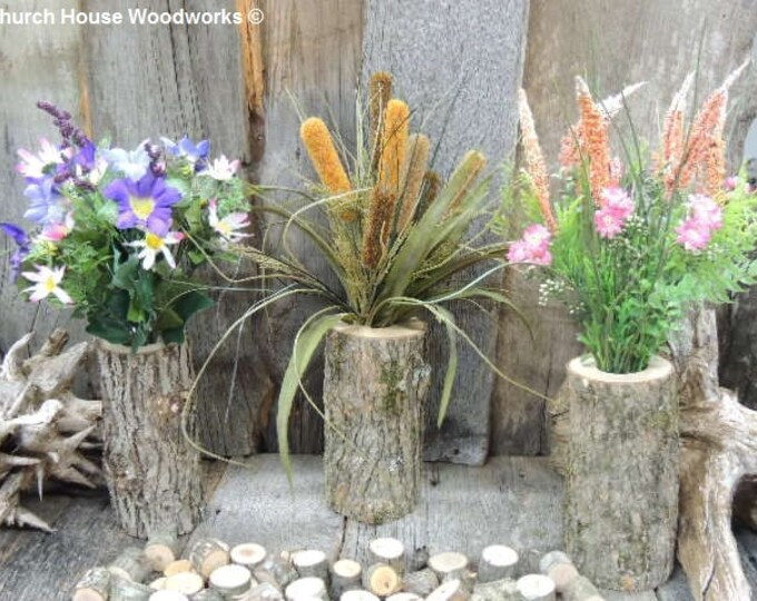 3 Qty Tall Tree Branch Vase Log Flower Holder for Rustic Etsy