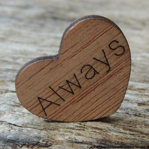 100 pcs 1&quot; Always Heart Wood Cutouts – Unfinished Dark Veneer Blanks – DIY Craft Supply for Weddings, Scrapbooks, Journals, Cards