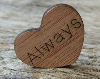 100 'Always' Heart Wood Cutouts – Unfinished Veneer, DIY Craft Supply