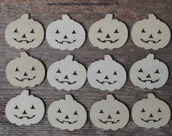 25 pcs 2.25" Jack-o'-Lantern Wood Cutouts – Unfinished Birch Blanks – DIY Craft Supply for Halloween, Fall Projects, Pumpkin Crafts