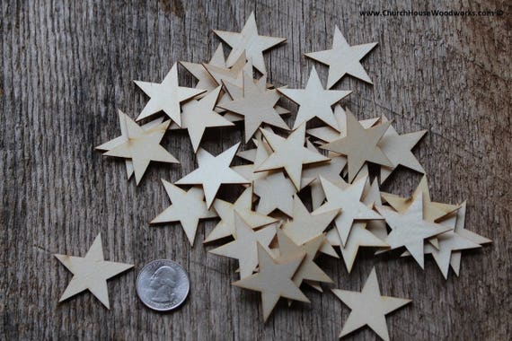 50 Small 1-1/2 Inch Laser Cut Wood Stars, Wood Confetti Rustic Decor Wooden  Stars 1.5 DIY Craft Stars US Wood Flag 