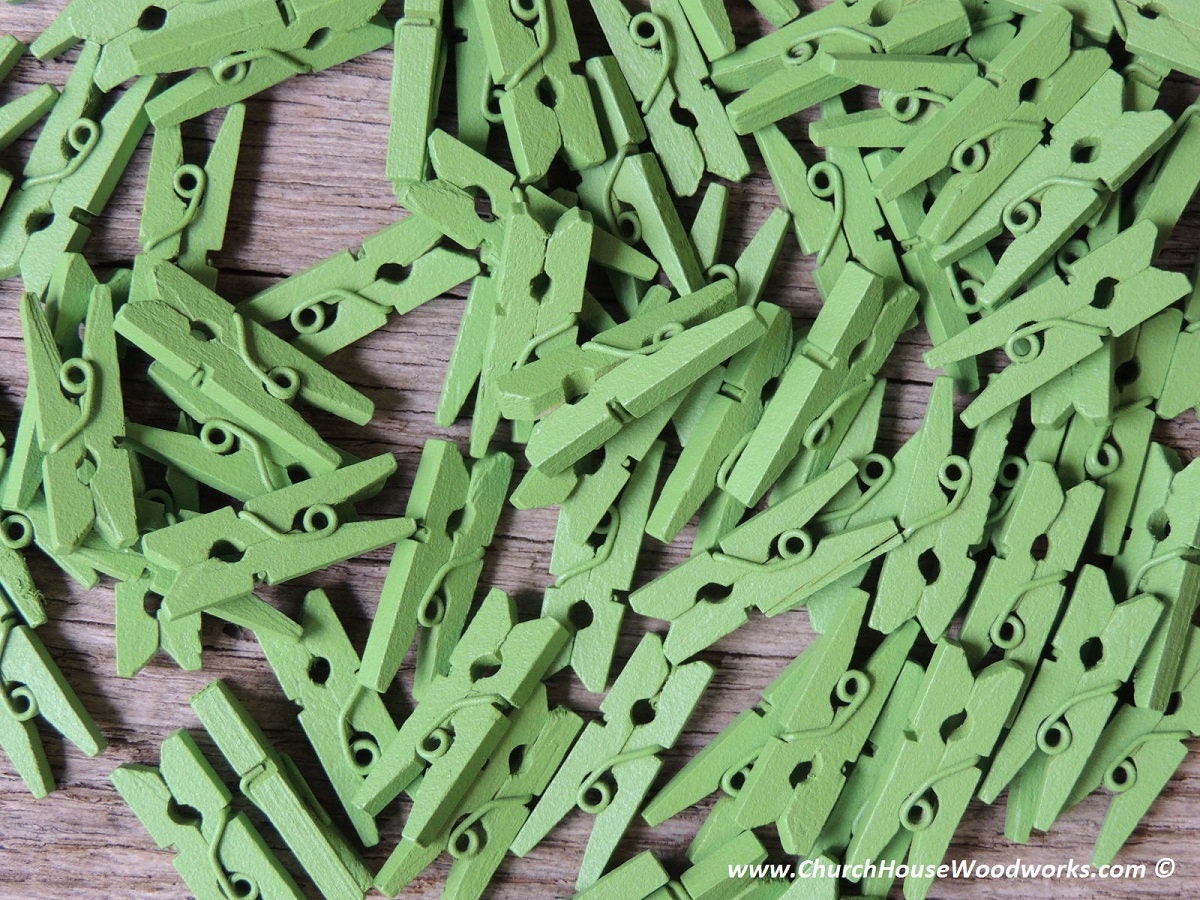 Mini Clothespins Wood Clothespins LIGHT GREEN Tiny Etsy