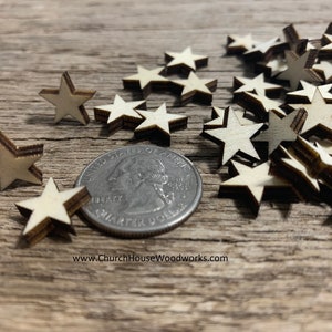 50 pcs 1/2&quot; Thick Wood Star Cutouts – Unfinished Birch Blanks – DIY Craft Supply for Flag Making,  Projects, Crafts 0.5inch