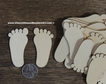 25 Baby Feet 2 inch tall, Baby Shower Table Decorations, Little Wooden Confetti Feet - Invitations Decor- Table Decorations, Guestbook
