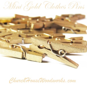 100 Mini Clothespins, Wood Clothespins, Gold, Tiny Clothespins, clothes pegs, Small Clothespin, 1 clothespin, crafts supplies diy image 4