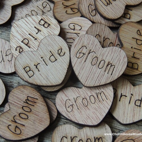 Rustic Wood Heart Confetti For Weddings - Engraved Zambia