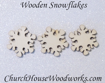 25 SMALL Snowflake Wood Christmas Ornament Supplies Confetti- DIY Wooden Christmas Crafts To Paint On- 1 Inch Snowflakes