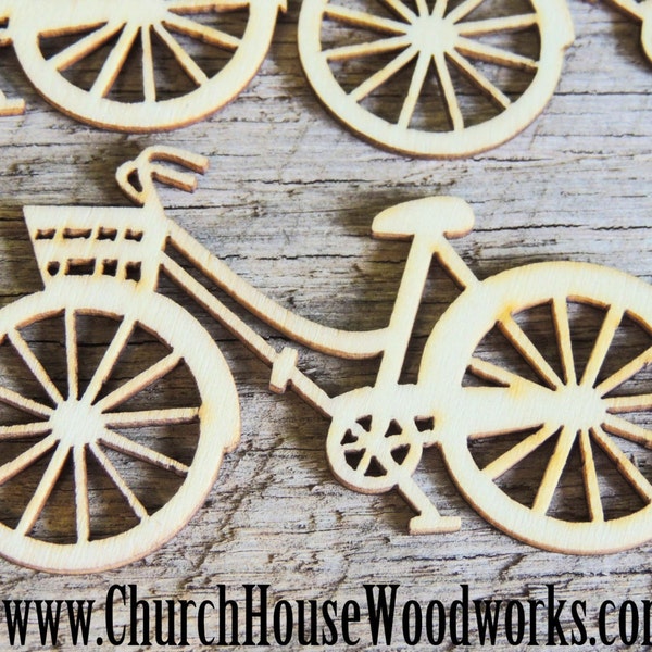 Wooden Bicycle pack of 5 Die Cut- Use for sewing, crafts, scrap booking, embellishments, gifts