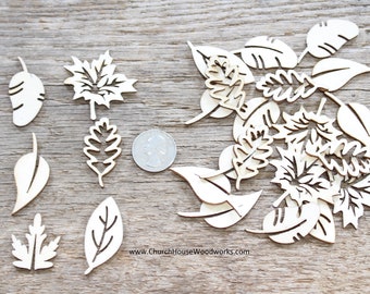 25 qty Random Leaf Shape assortment, DIY crafts, leaves, embellishments, Fall, Autumn, Trees, Wood Shape Blanks, Crafts, Wood craft